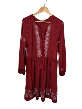 Knox Rose Burgundy Embroidered Tunic Top